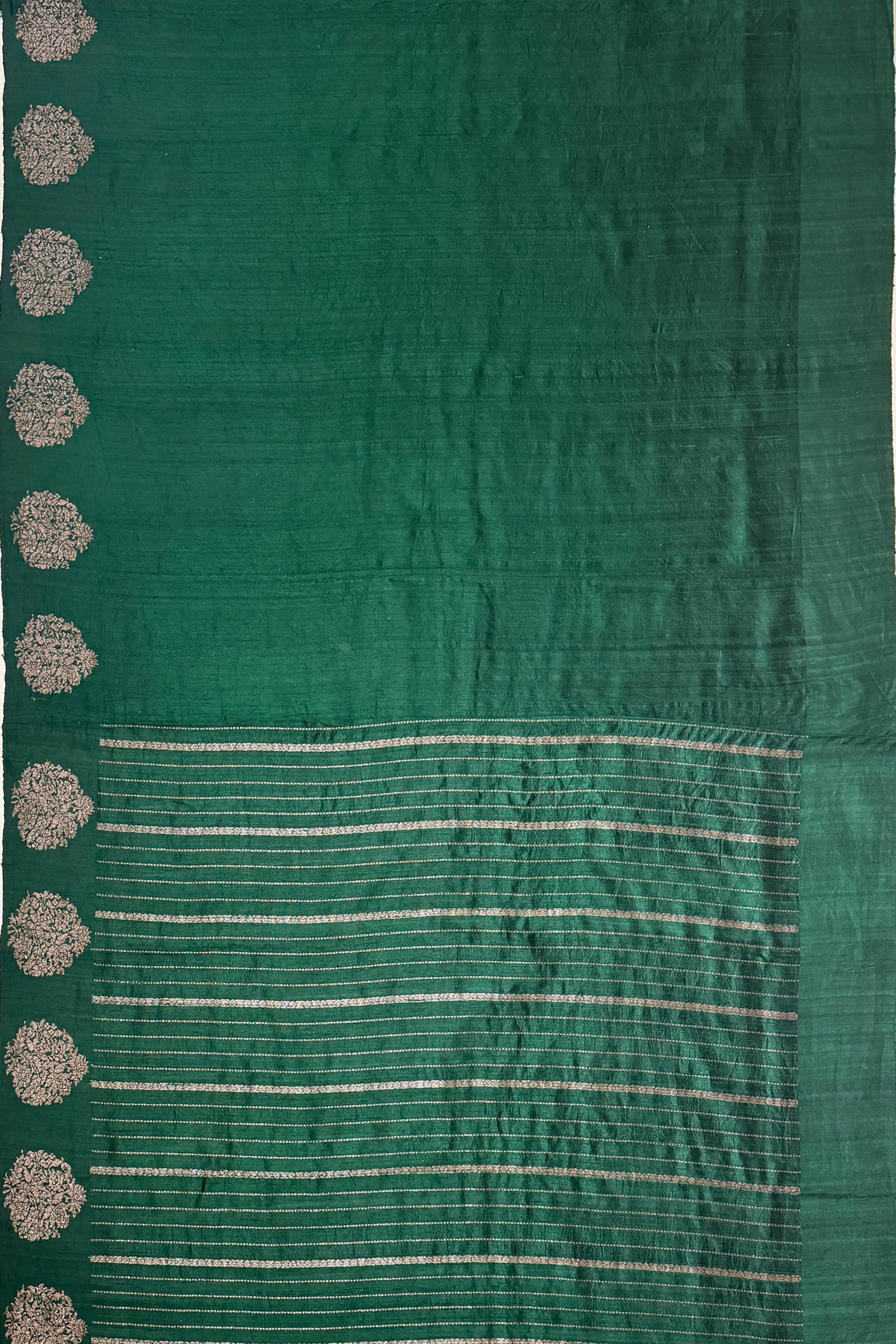 Bottle Green Raw Silk Saree