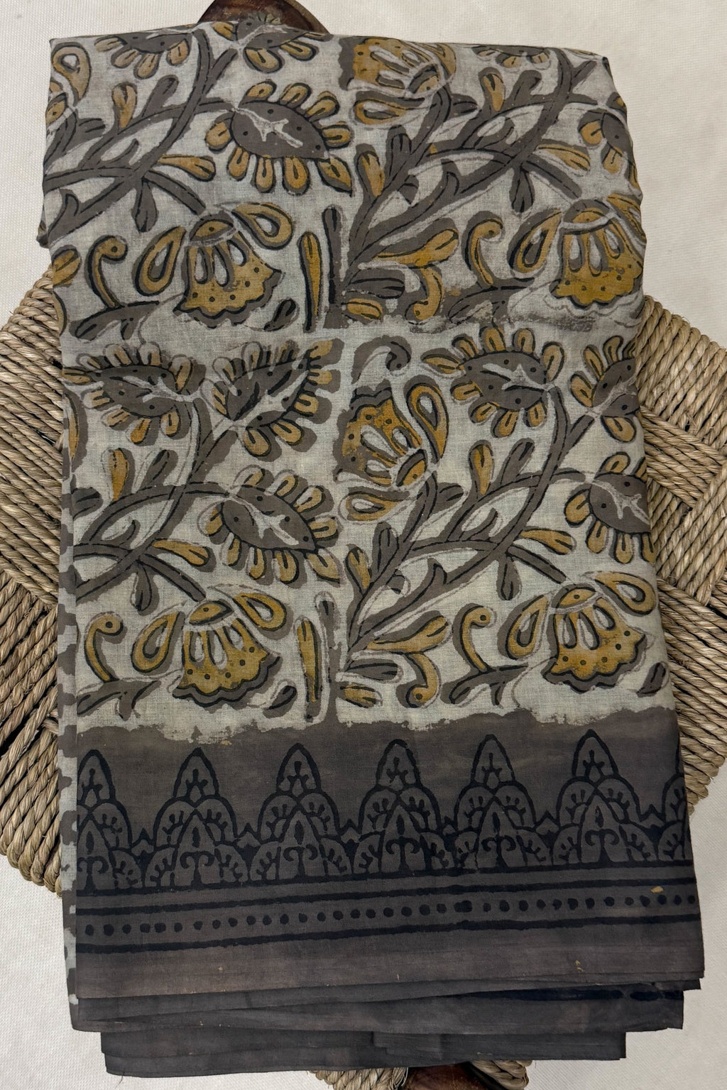 Black Brown Cotton Saree