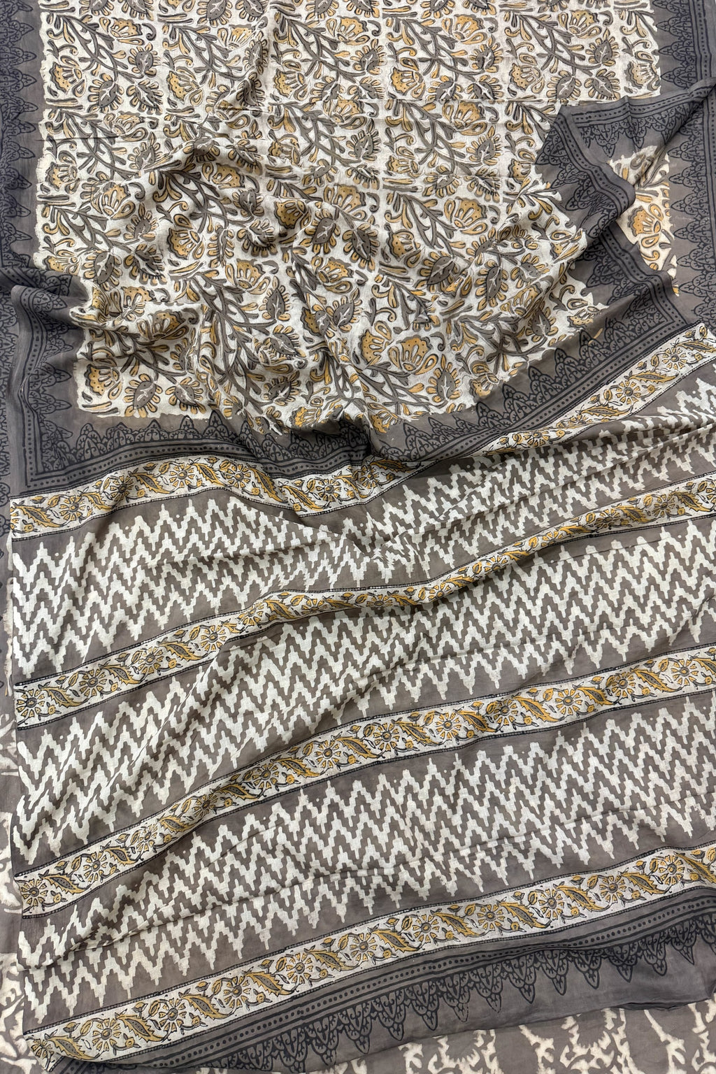 Black Brown Cotton Saree