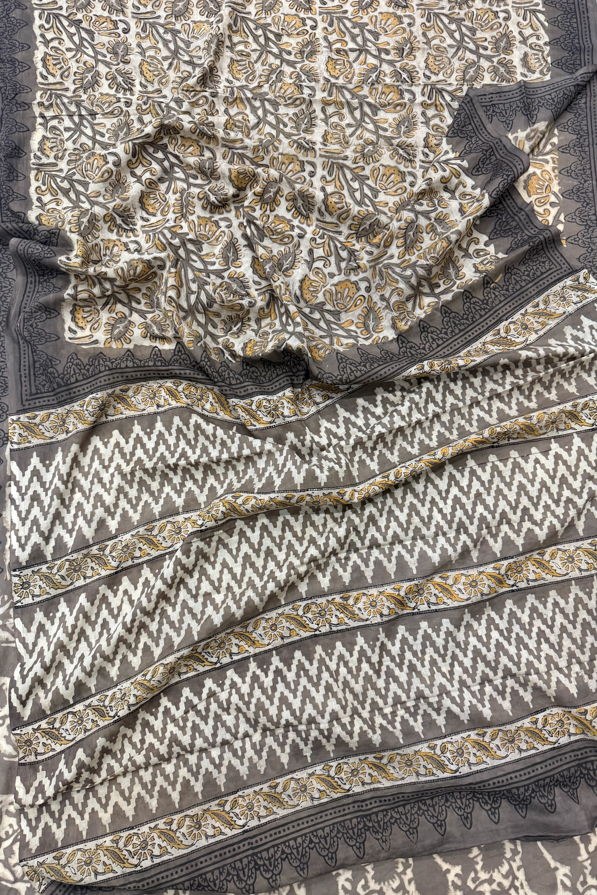 Black Brown Cotton Saree