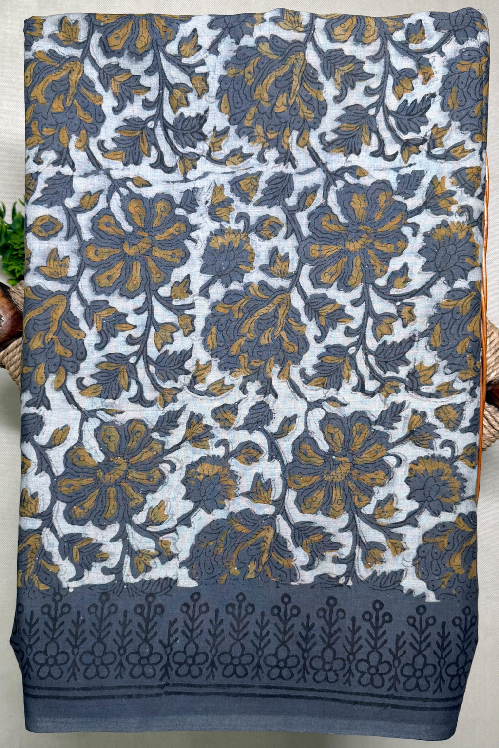 Black Grey Mustard Yellow White Cotton Saree