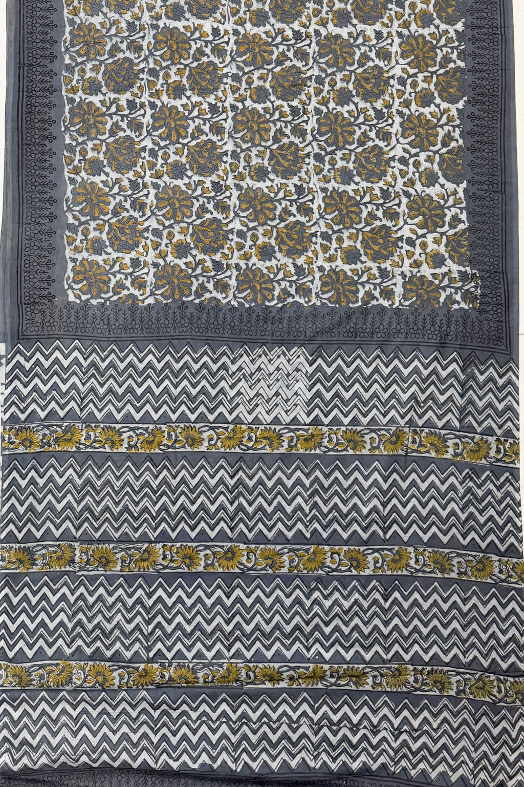 Black Grey Mustard Yellow White Cotton Saree