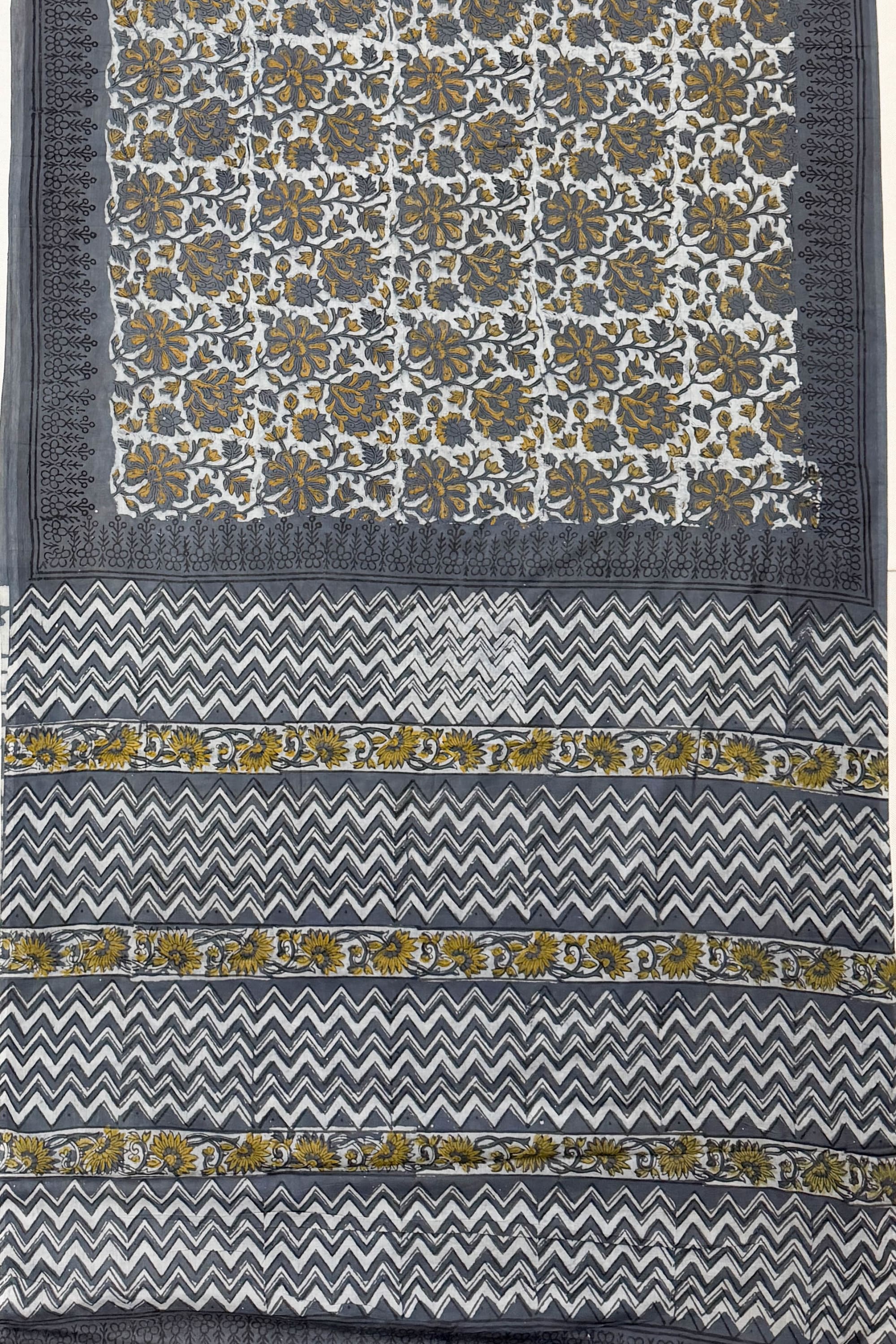 Black Grey Mustard Yellow White Cotton Saree