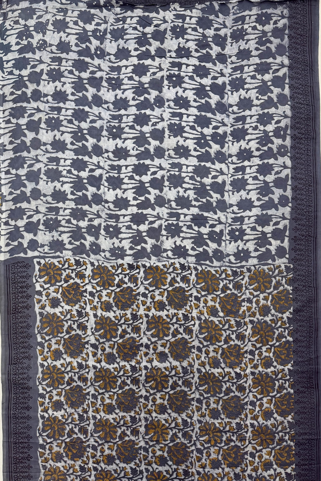 Black Grey Mustard Yellow White Cotton Saree