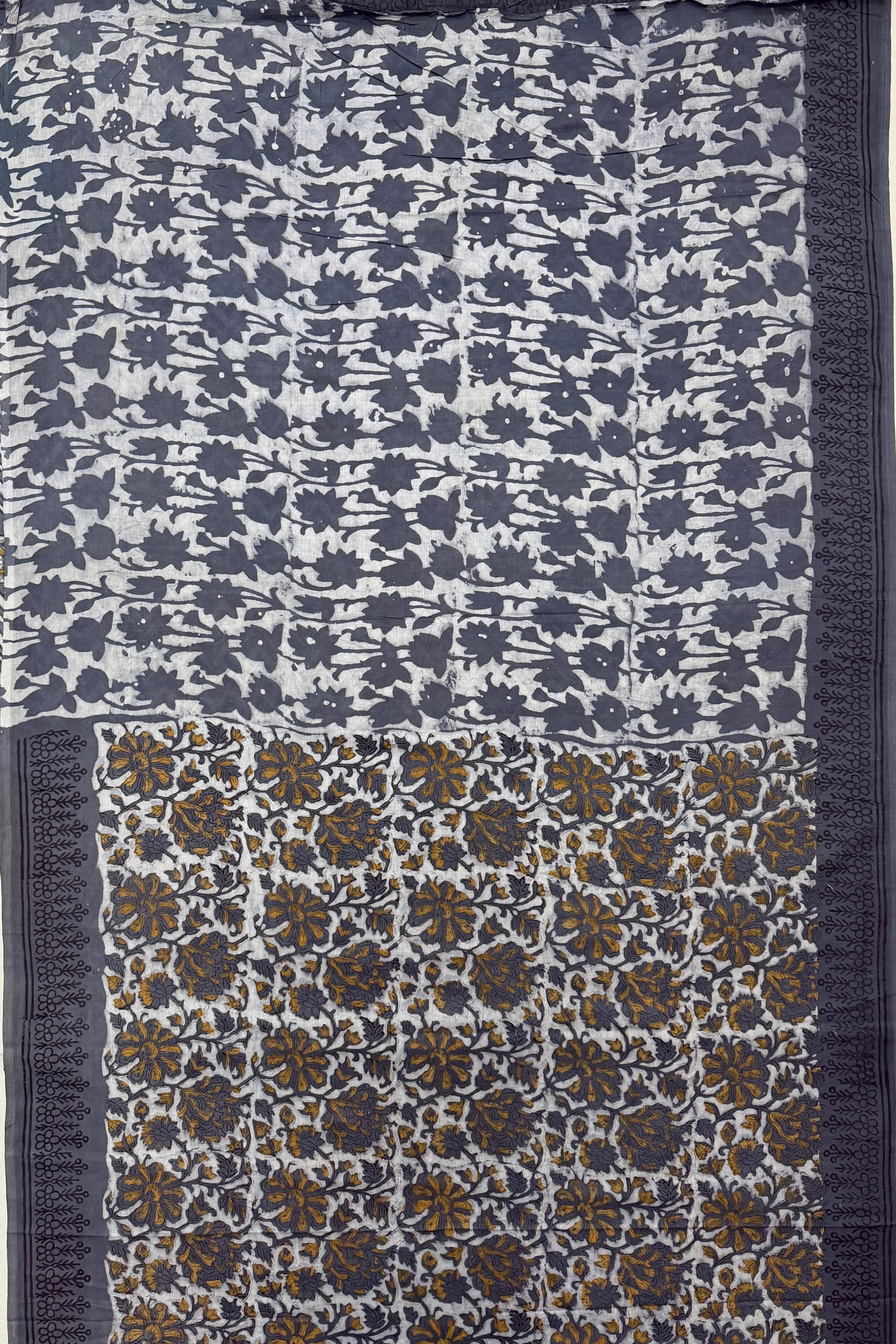 Black Grey Mustard Yellow White Cotton Saree