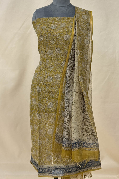 Beige ,Black ,Mustard Yellow Cotton Unstitched Suit