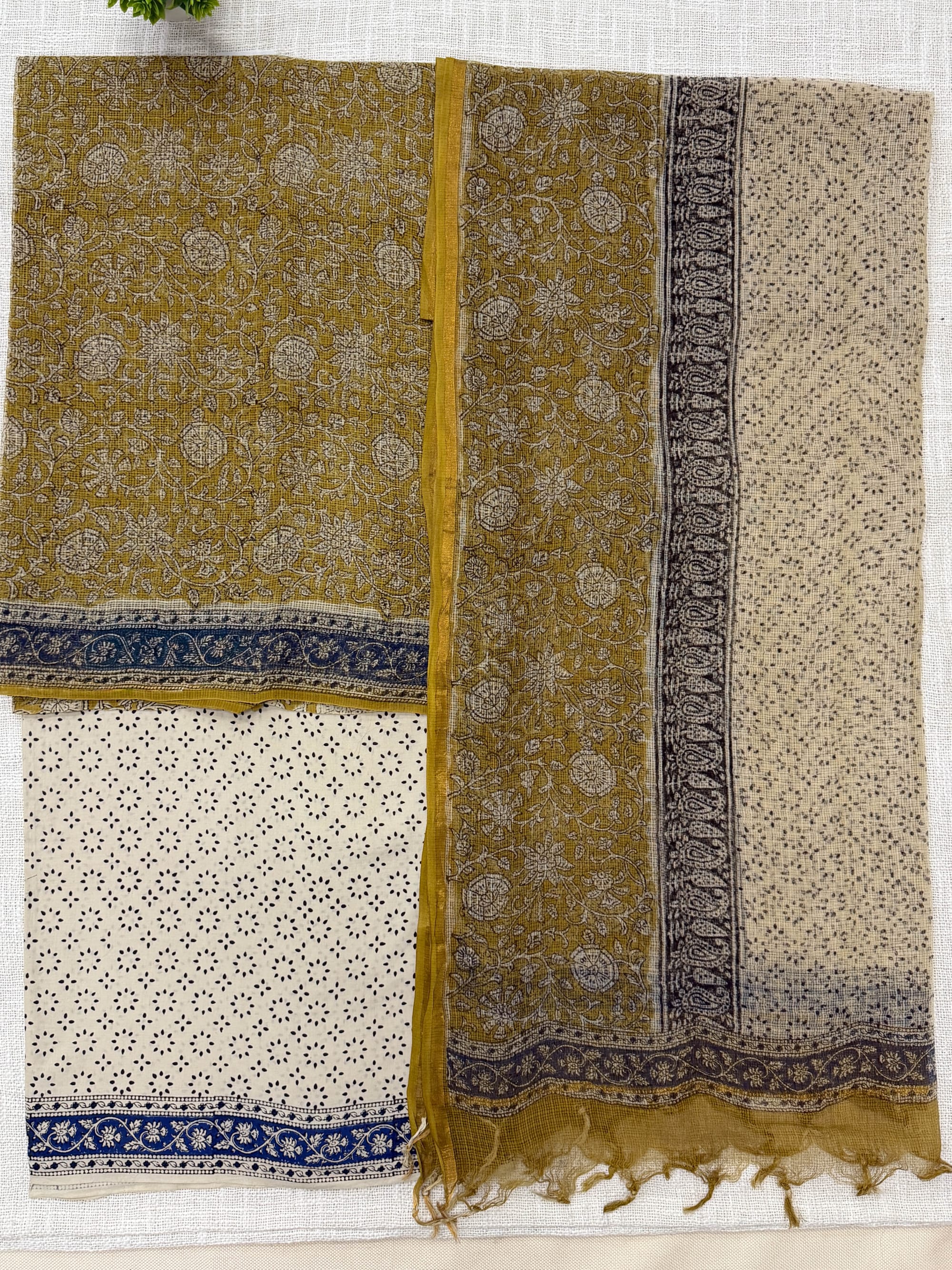 Beige ,Black ,Mustard Yellow Cotton Unstitched Suit