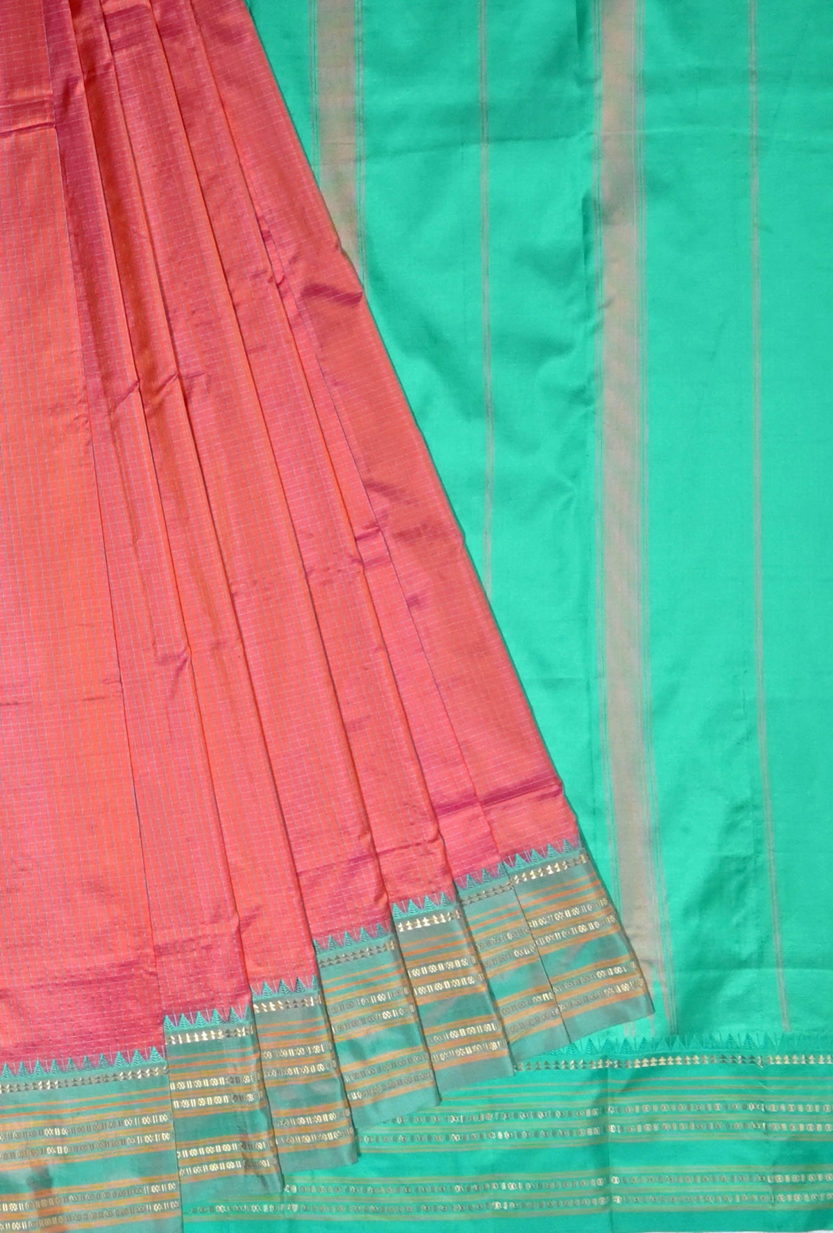 Rust Orange Narayanpet Silk Saree