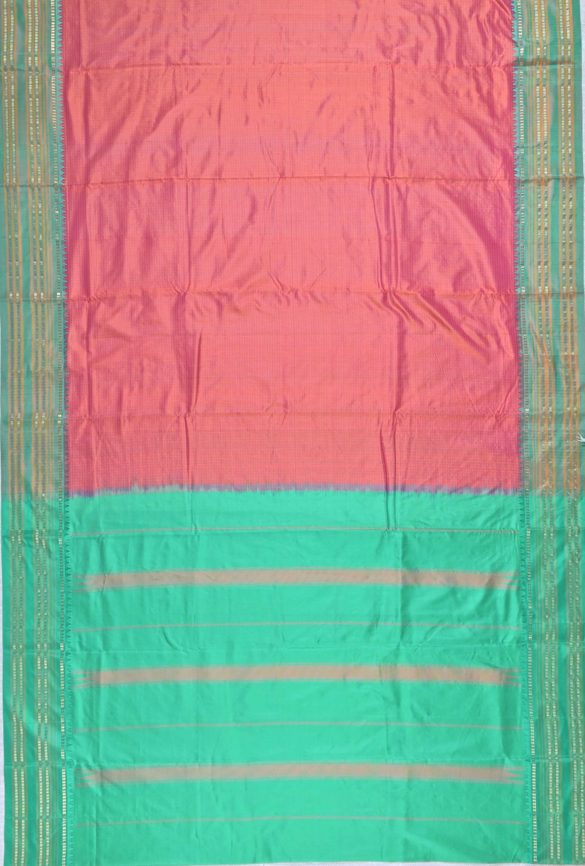 Rust Orange Narayanpet Silk Saree